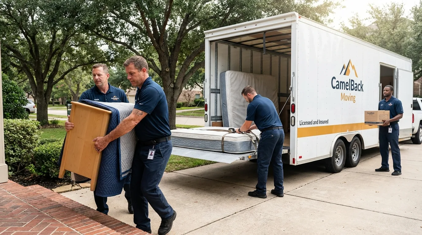 Crew loading residential truck for cross-state move from Brush Prairie, WA