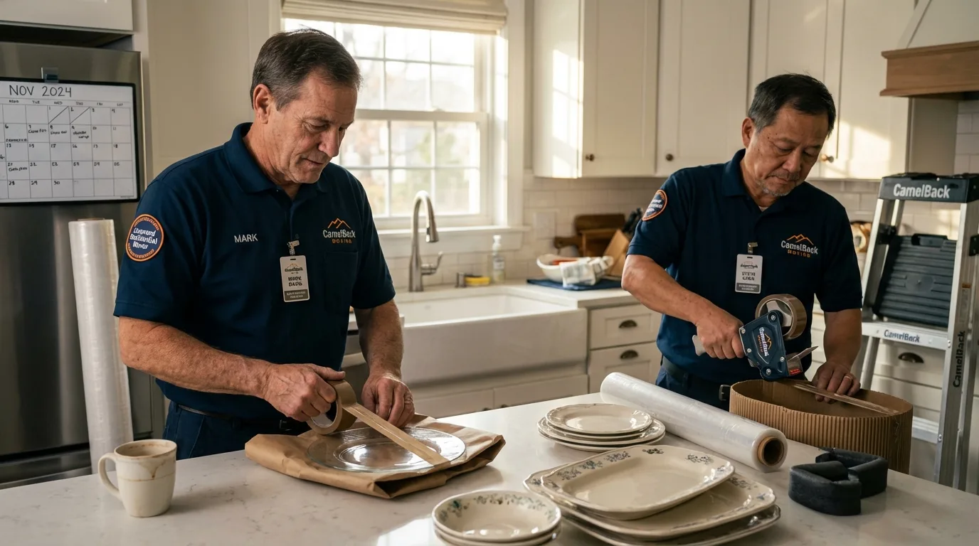 Professional crew packing kitchen dishware in Brush Prairie, WA